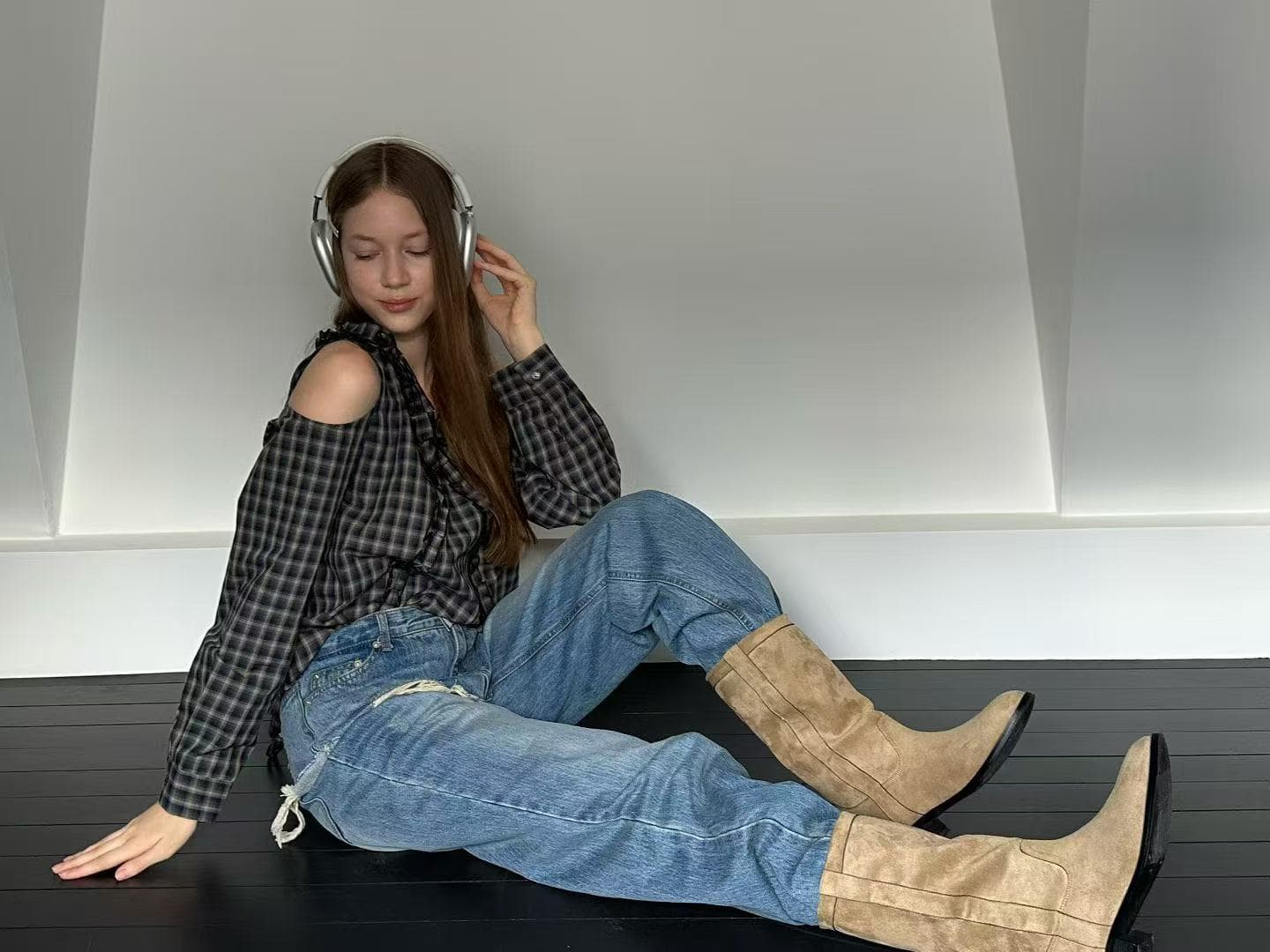 가을 레트로 워싱 포함 방귀 커튼 청바지 상세 이미지 5