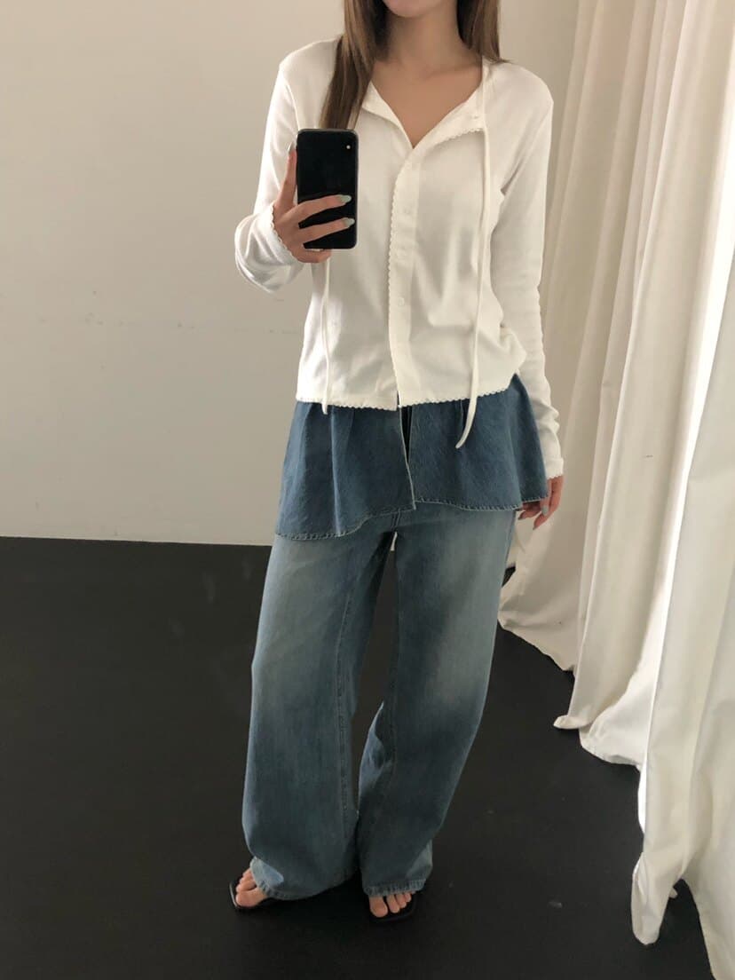 가을 새로운 패션 다용도 패치워크 치마 커튼 청바지 여성 상세 이미지 7