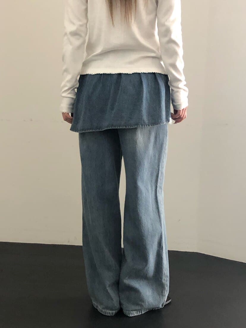 가을 새로운 패션 다용도 패치워크 치마 커튼 청바지 여성 상세 이미지 10