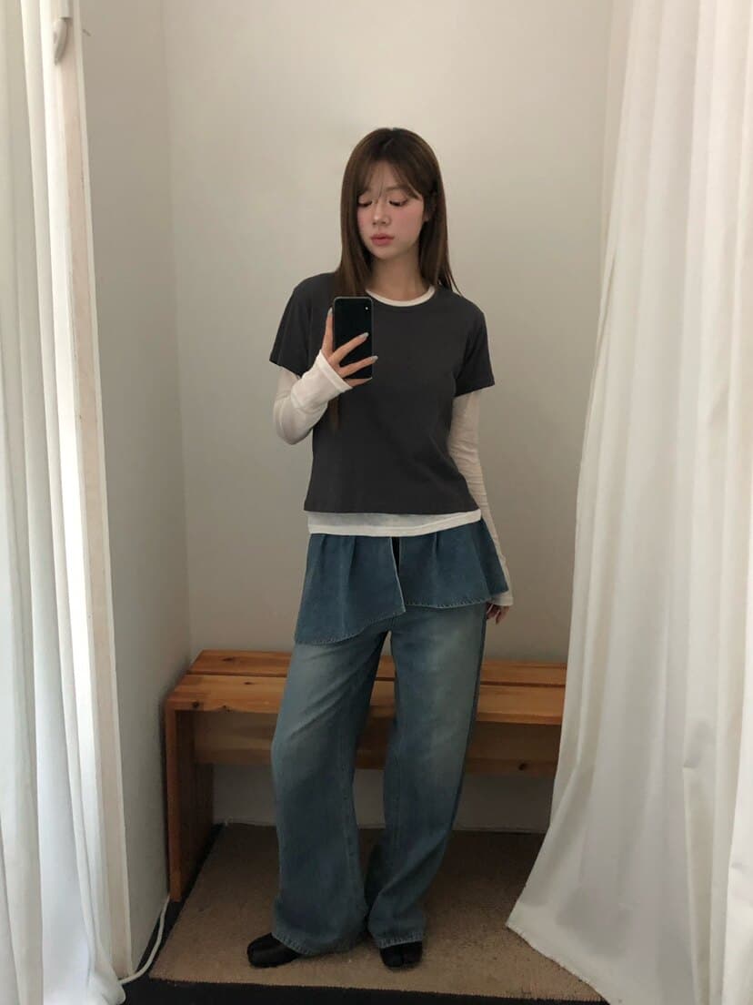 가을 새로운 패션 다용도 패치워크 치마 커튼 청바지 여성 상세 이미지 18