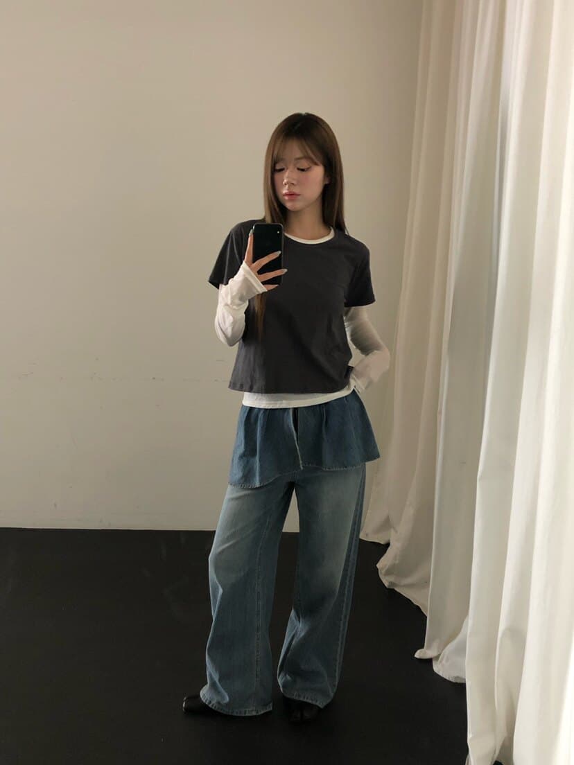 가을 새로운 패션 다용도 패치워크 치마 커튼 청바지 여성 상세 이미지 19