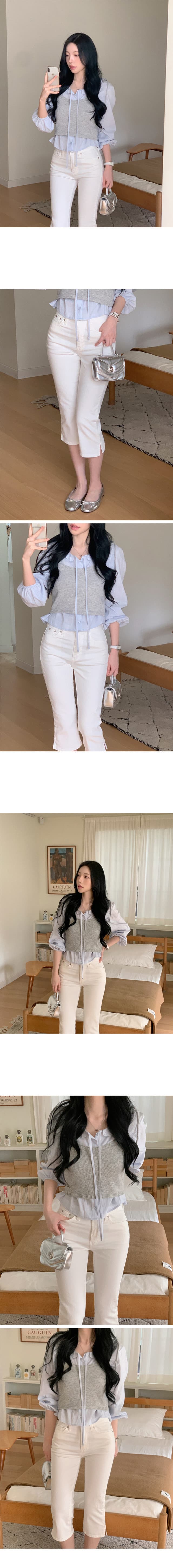지금 여성 새로운 하이웨이스트 슬림해 보이는 캐주얼 바지 청바지 상세 이미지 1