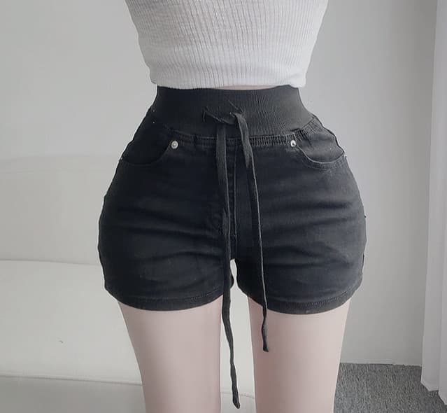 지금 상쾌 필터 스트레이트 패치워크 레이스업 데님 반바지 상세 이미지 6