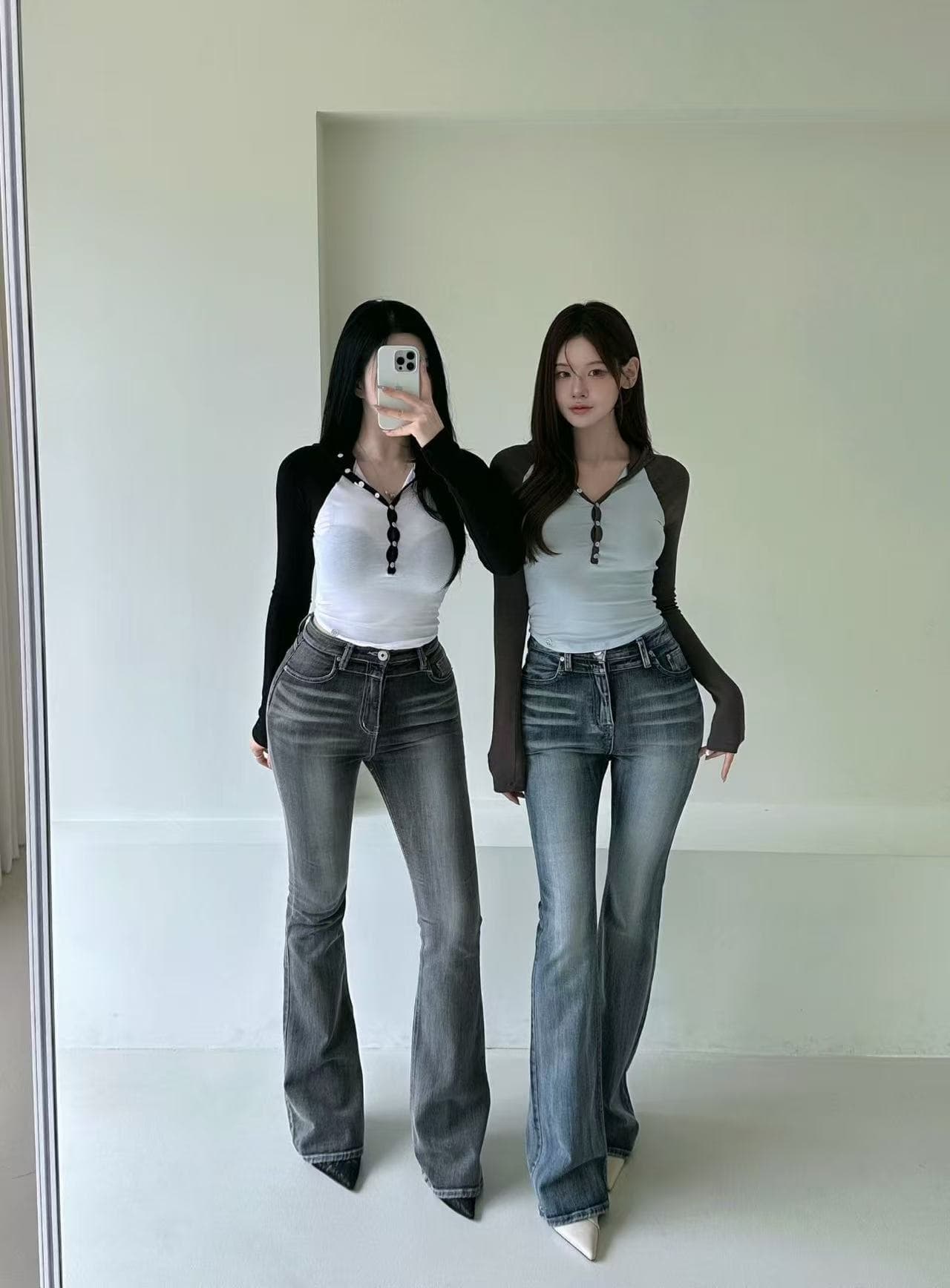 가을 섹션 레트로 다용도 워싱 부츠컷 청바지 상세 이미지 2