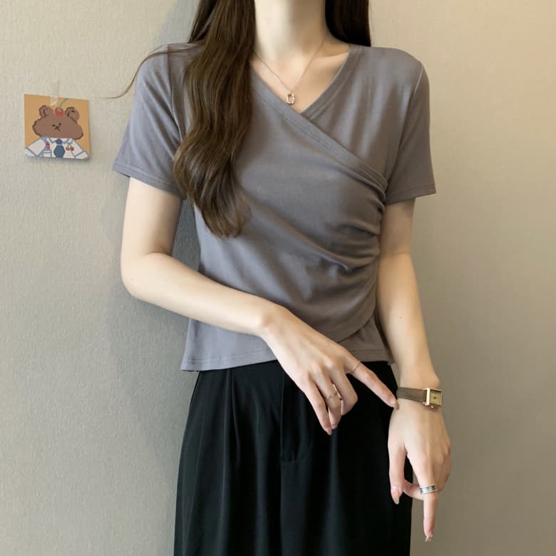 실사 빅 사이즈 여성 의류 지방 mm 불규칙 슬림해 보이는 t 상세 이미지 10