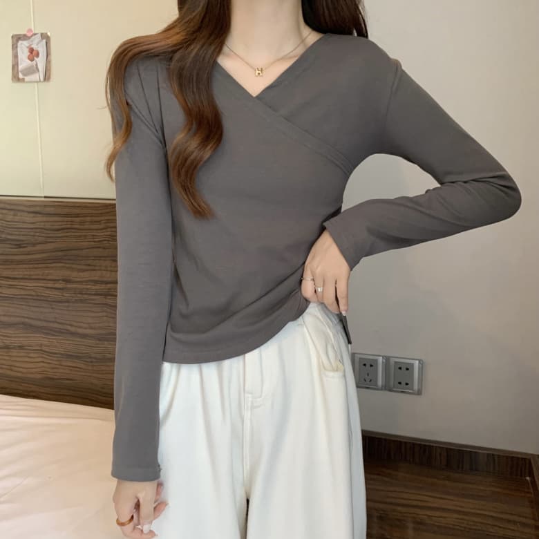 실사 빅 사이즈 여성 의류 지방 mm 다용도 불규칙 긴팔 밑바닥 상세 이미지 39