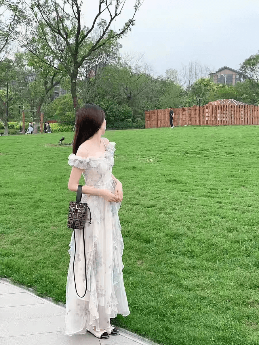 해변가 휴가 바람 슬립 드레스 실 프랑스식 프릴 해변 드레스 분위기 센스 롱 스커트 우아한 요정 팬 상세 이미지 3
