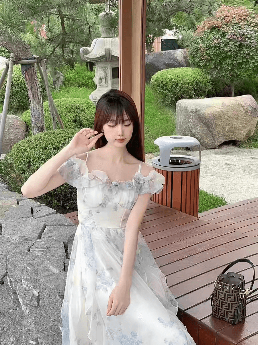 해변가 휴가 바람 슬립 드레스 실 프랑스식 프릴 해변 드레스 분위기 센스 롱 스커트 우아한 요정 팬 상세 이미지 4