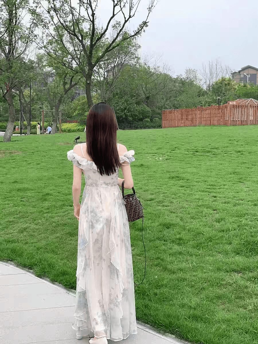 해변가 휴가 바람 슬립 드레스 실 프랑스식 프릴 해변 드레스 분위기 센스 롱 스커트 우아한 요정 팬 상세 이미지 5