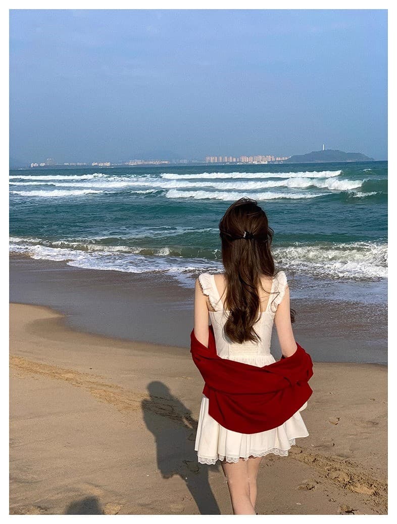화이트 워터 여성 봄날 샤오 바이 치마 화이트 슬립 드레스 봄 가을 새로운 허리 수축 슬림해 보이는 휴가 첫사랑 미니 스커트 여름 상세 이미지 17