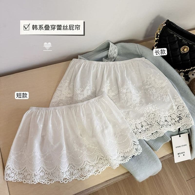 원본 원단 스택 착용 방귀 커튼 노출 방지 중 쇼트 스타일 기본 스커트 레이스 작은 방귀 커튼 허리밴드 머리 이미지 2