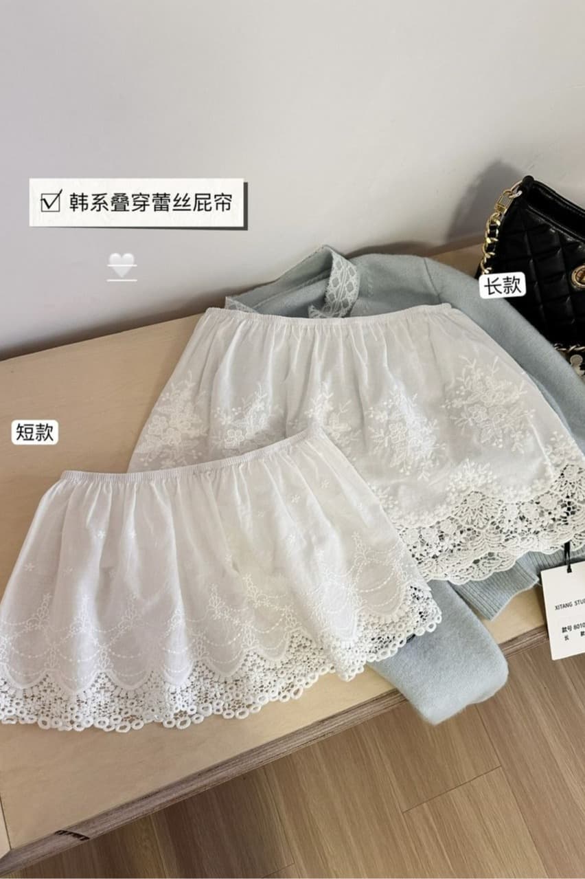원본 원단 스택 착용 방귀 커튼 노출 방지 중 쇼트 스타일 기본 스커트 레이스 작은 방귀 커튼 허리밴드 머리 이미지 7