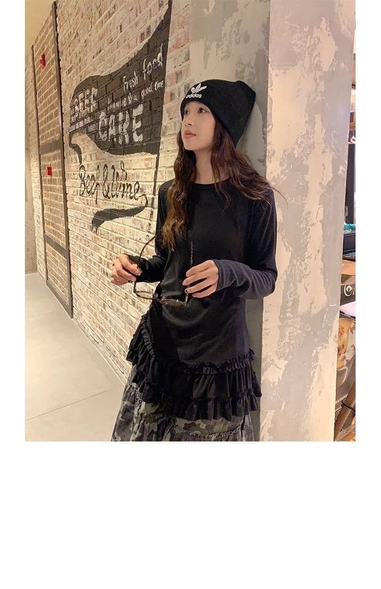 모달 사람들 면 2026 가을 발레 바람 레이스 레이스 긴팔 티셔츠 빅 사이즈 여성 의류 몸매 가꾸기 기본 셔츠 맨위 상세 이미지 18