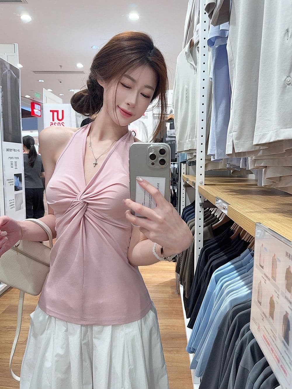 사람들 면 핫걸 민소매 V넥 비틀림 황색 행침 목 조끼 여성 여름 몸매 가꾸기 슬립 슬림해 보이는 외출용 상세 이미지 29