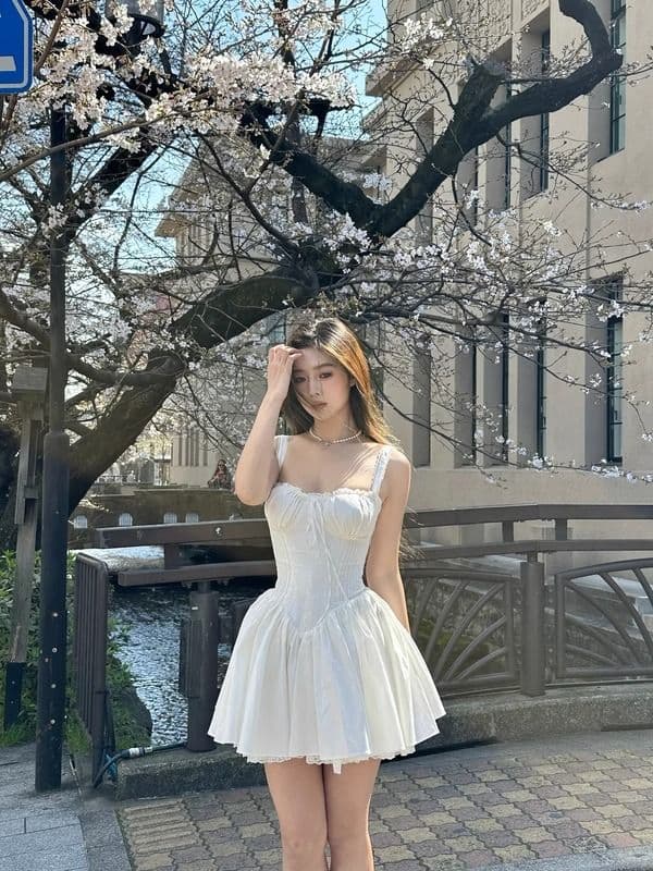 kumikumi 달콤한 스타일 화이트 슬립 드레스 여성 의류 여름 품격 아름다운 chic 허리 수축 슬림해 보이는 미니 스커트 상세 이미지 8