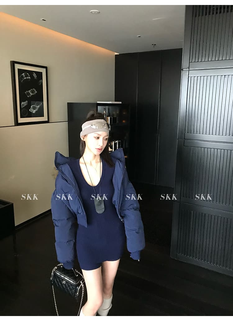 핀란드 눈 상황 한 부서 고급 센스 겨울 모피 칼라 후드 허리 수축 두꺼운 쇼트 스타일 아래 면화 의류 여성 면 옷 상세 이미지 11