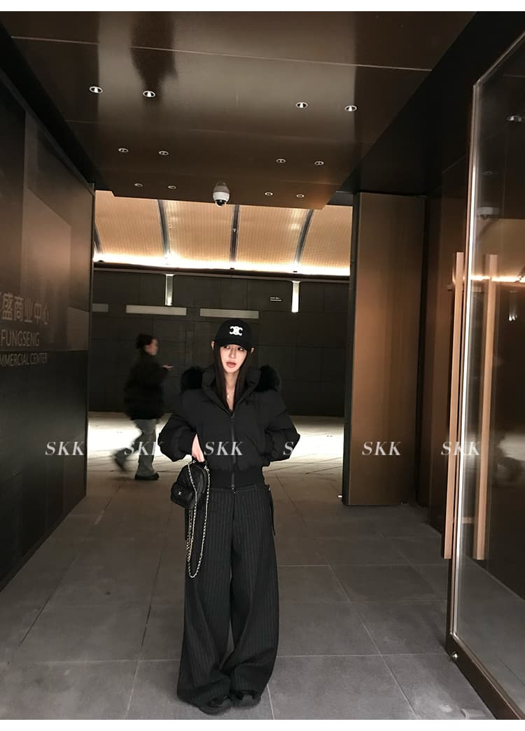 핀란드 눈 상황 한 부서 고급 센스 겨울 모피 칼라 후드 허리 수축 두꺼운 쇼트 스타일 아래 면화 의류 여성 면 옷 상세 이미지 24