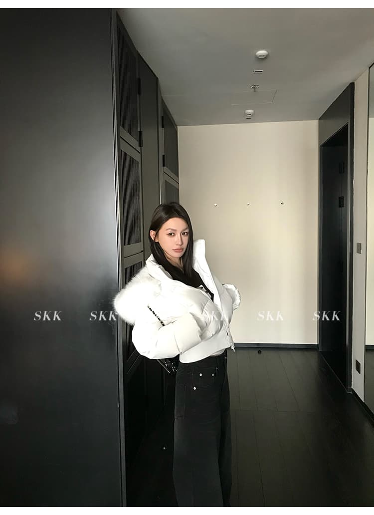 핀란드 눈 상황 한 부서 고급 센스 겨울 모피 칼라 후드 허리 수축 두꺼운 쇼트 스타일 아래 면화 의류 여성 면 옷 상세 이미지 29