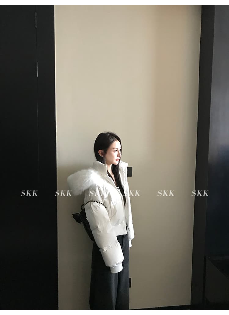 핀란드 눈 상황 한 부서 고급 센스 겨울 모피 칼라 후드 허리 수축 두꺼운 쇼트 스타일 아래 면화 의류 여성 면 옷 상세 이미지 39