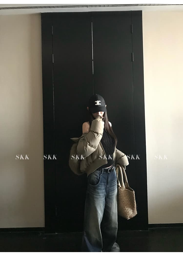 핀란드 눈 상황 한 부서 고급 센스 겨울 모피 칼라 후드 허리 수축 두꺼운 쇼트 스타일 아래 면화 의류 여성 면 옷 상세 이미지 43