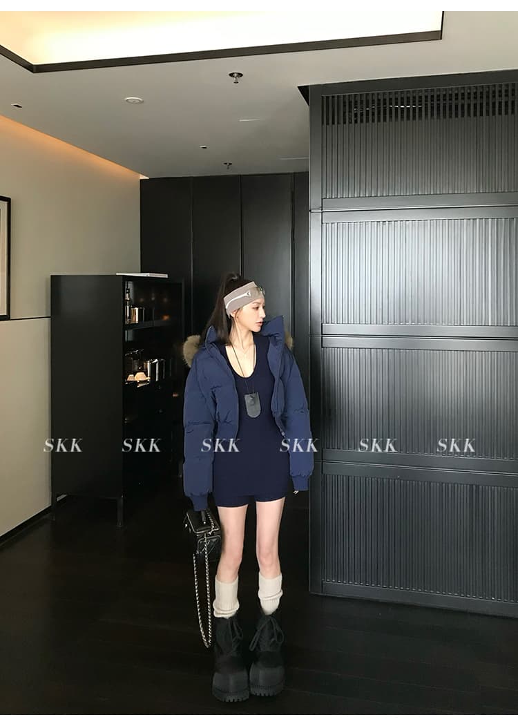 핀란드 눈 상황 한 부서 고급 센스 겨울 모피 칼라 후드 허리 수축 두꺼운 쇼트 스타일 아래 면화 의류 여성 면 옷 상세 이미지 52