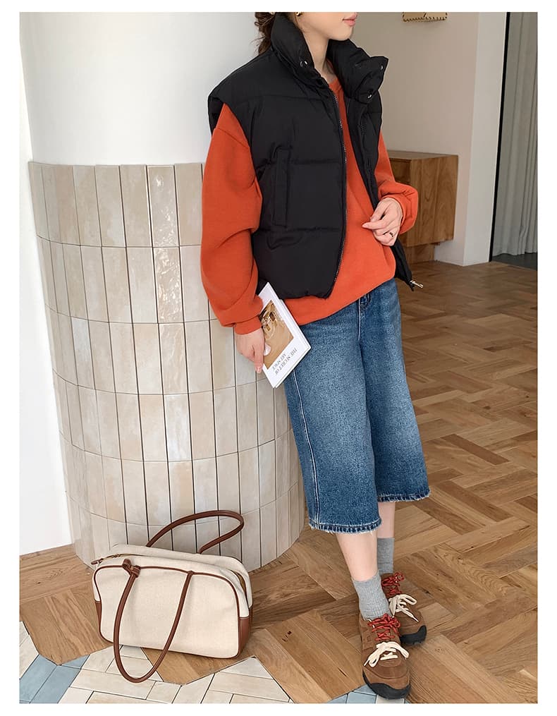 실사 한 부서 다용도 면 의류 조끼 여자 겨울 새로운 ins 스택 착용 어깨 스탠드 칼라 조끼 자켓 맨위 여성 상세 이미지 22
