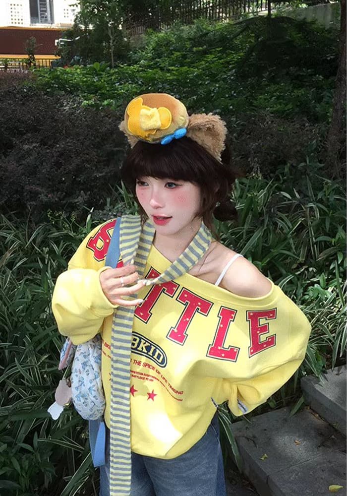 남자 바 면 280 그램 아메리칸 레트로 알파벳 별 프린트 핫걸 비스듬한 어깨 후드티 여성 가을 루즈핏 맨위 이미지 4