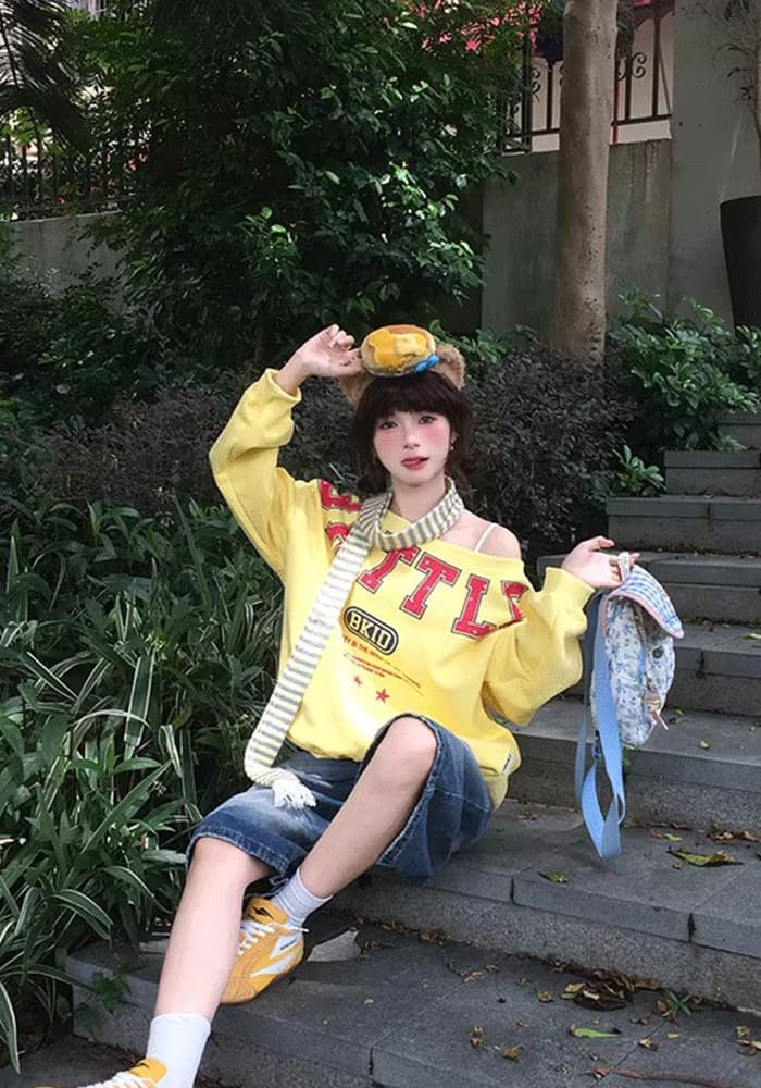 남자 바 면 280 그램 아메리칸 레트로 알파벳 별 프린트 핫걸 비스듬한 어깨 후드티 여성 가을 루즈핏 맨위 이미지 3