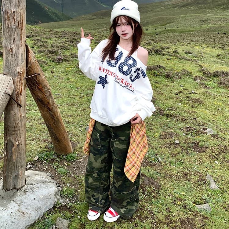 남자 바 면 280 그램 아메리칸 레트로 비스듬한 어깨 쇼트 스타일 긴팔 후드티 여성 가을 폭발 루즈핏 슬림해 보이는 맨위 상세 이미지 9
