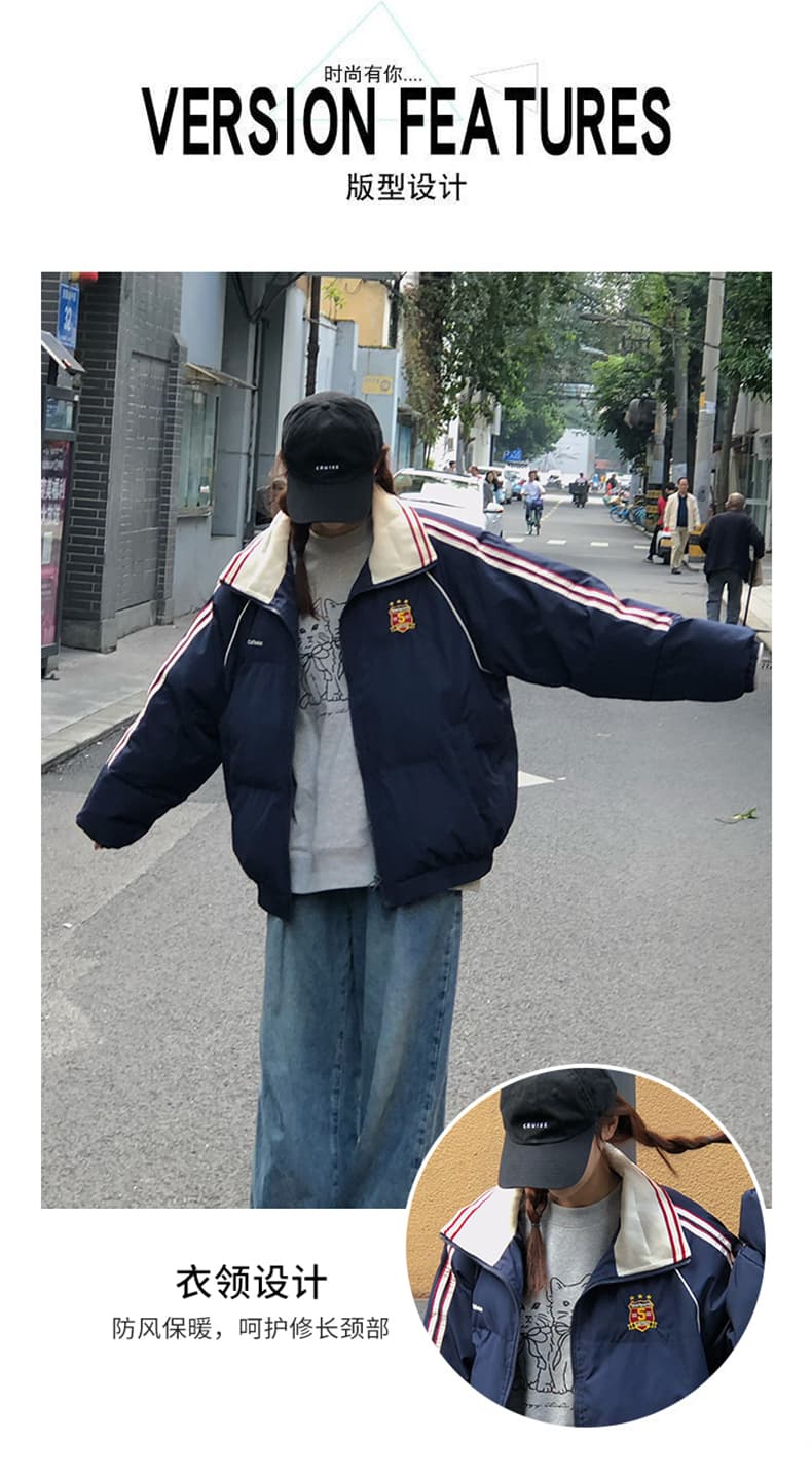 2026 년 새로운 면 의류 여성 겨울 레트로 해군 루즈핏 oversize 학원 스타일 캐주얼 다용도 재킷 상세 이미지 8
