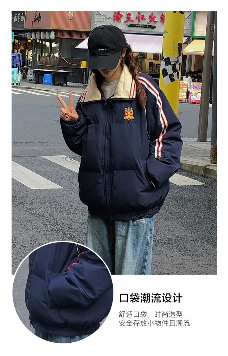 2026 년 새로운 면 의류 여성 겨울 레트로 해군 루즈핏 oversize 학원 스타일 캐주얼 다용도 재킷 상세 이미지 10
