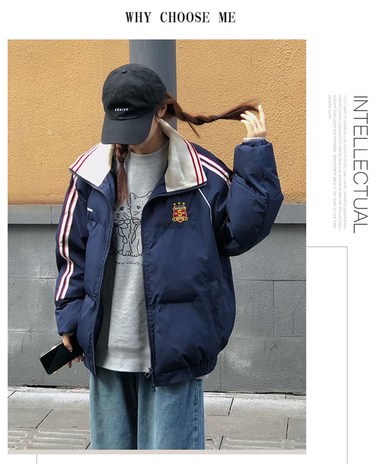 2026 년 새로운 면 의류 여성 겨울 레트로 해군 루즈핏 oversize 학원 스타일 캐주얼 다용도 재킷 상세 이미지 15