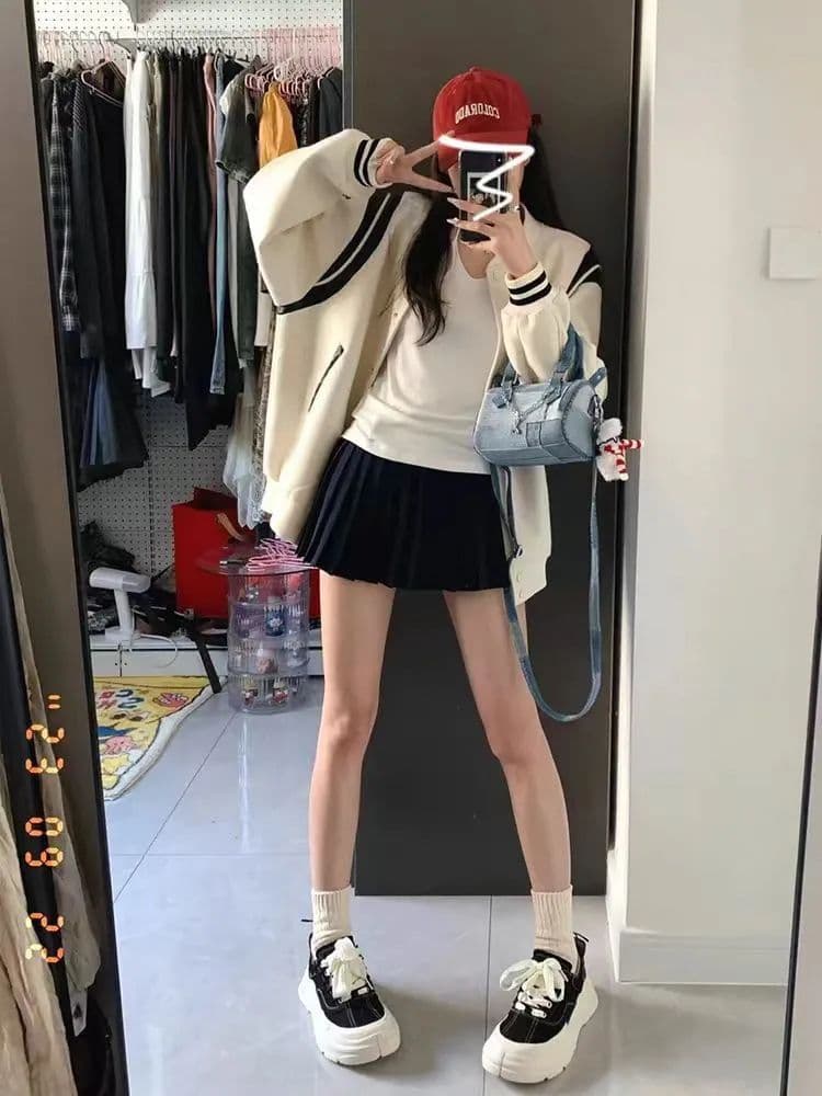 아메리칸 레트로 화이트 야구 유니폼 여성 코트 봄 가을 2026 새로운 폭발 고급 센스 루즈핏 재킷 맨위 상세 이미지 9