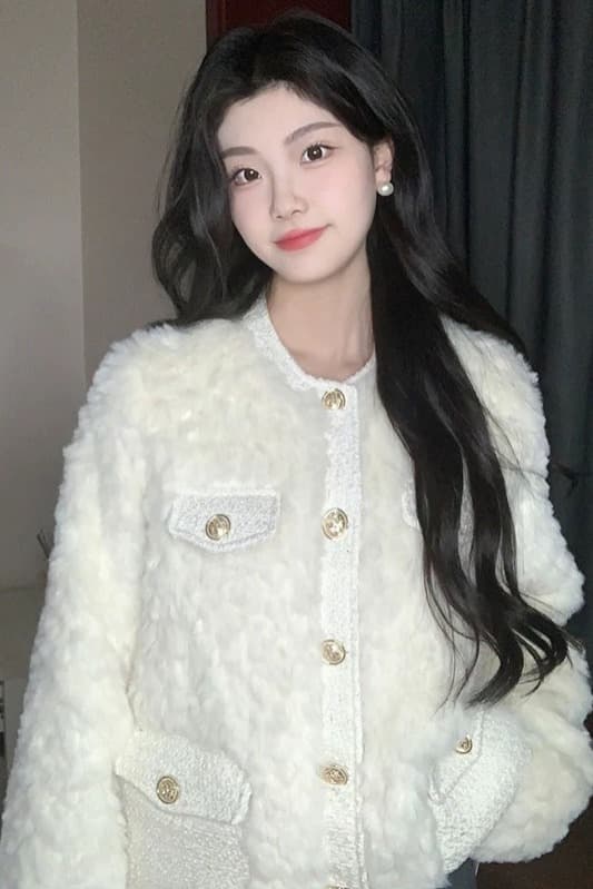 부드러운 찹쌀 작은 샤넬 스타일 양털 여성 코트 가을 겨울 새로운 털 플리스 품격 고급 센스 작은 키 맨위 모직 이미지 6