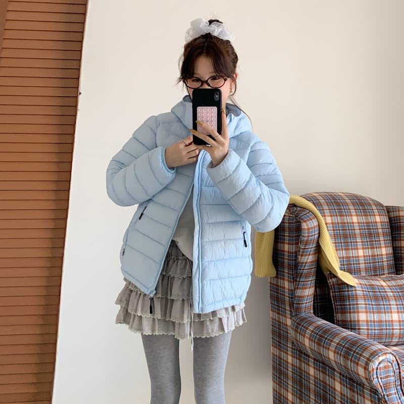 실사 빅 사이즈 면 의류 여성 겨울 새로운 얇고 가벼운 후드 작은 목화 진딧물 한국 스타일 루즈핏 패션 보온 면 옷 재킷 이미지 6