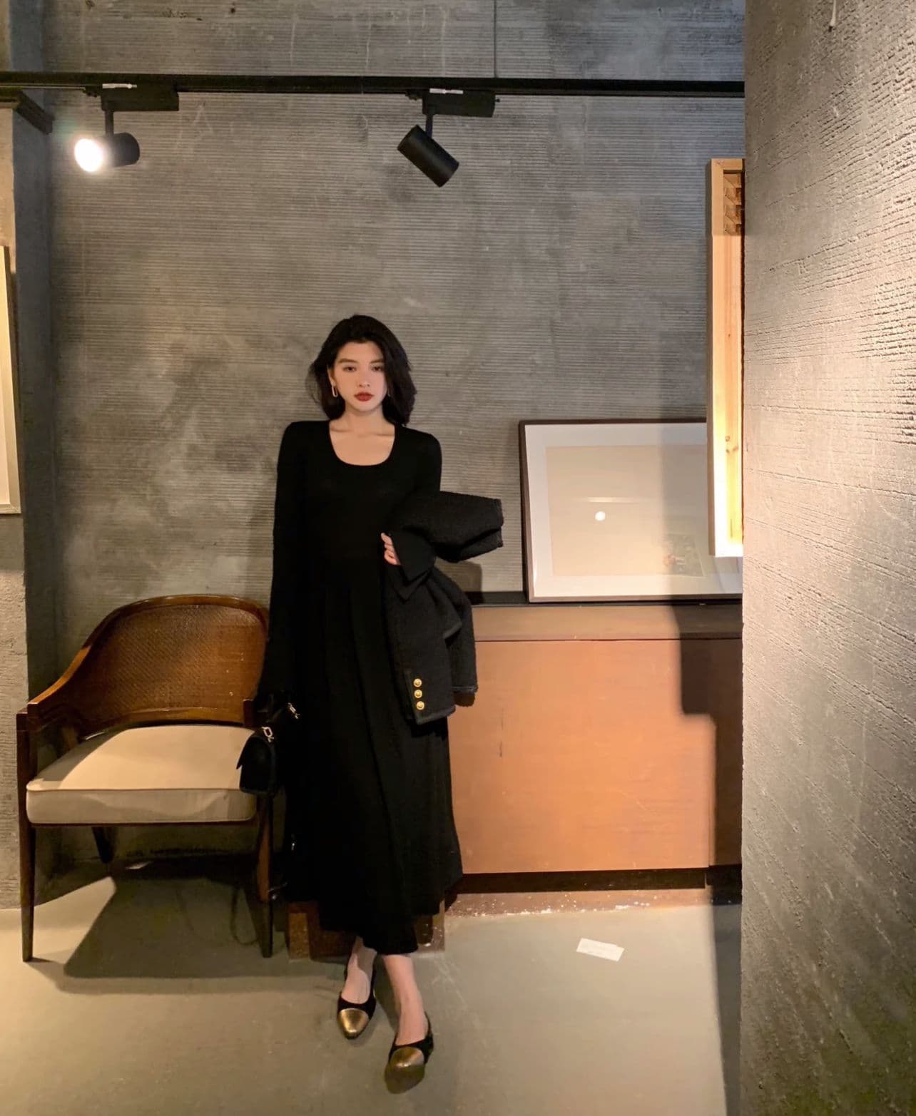 프랑스식 다용도 긴팔 고급 작은 샤넬 스타일 재킷 작은 키 쇼트 스타일 몸매 가꾸기 부드러운 바람 싱글 줄 버튼 검정색 재킷 상세 이미지 3