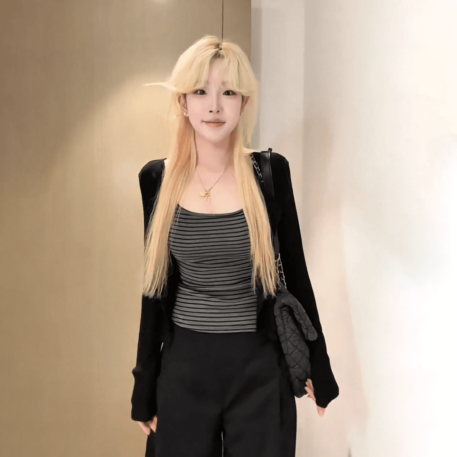 2026 한 부서 디자인 센스 긴팔 오픈 가디건 스트라이프 조끼 슬립 봄 가을 새로운 달콤한 매운맛 패션 세트 상세 이미지 7