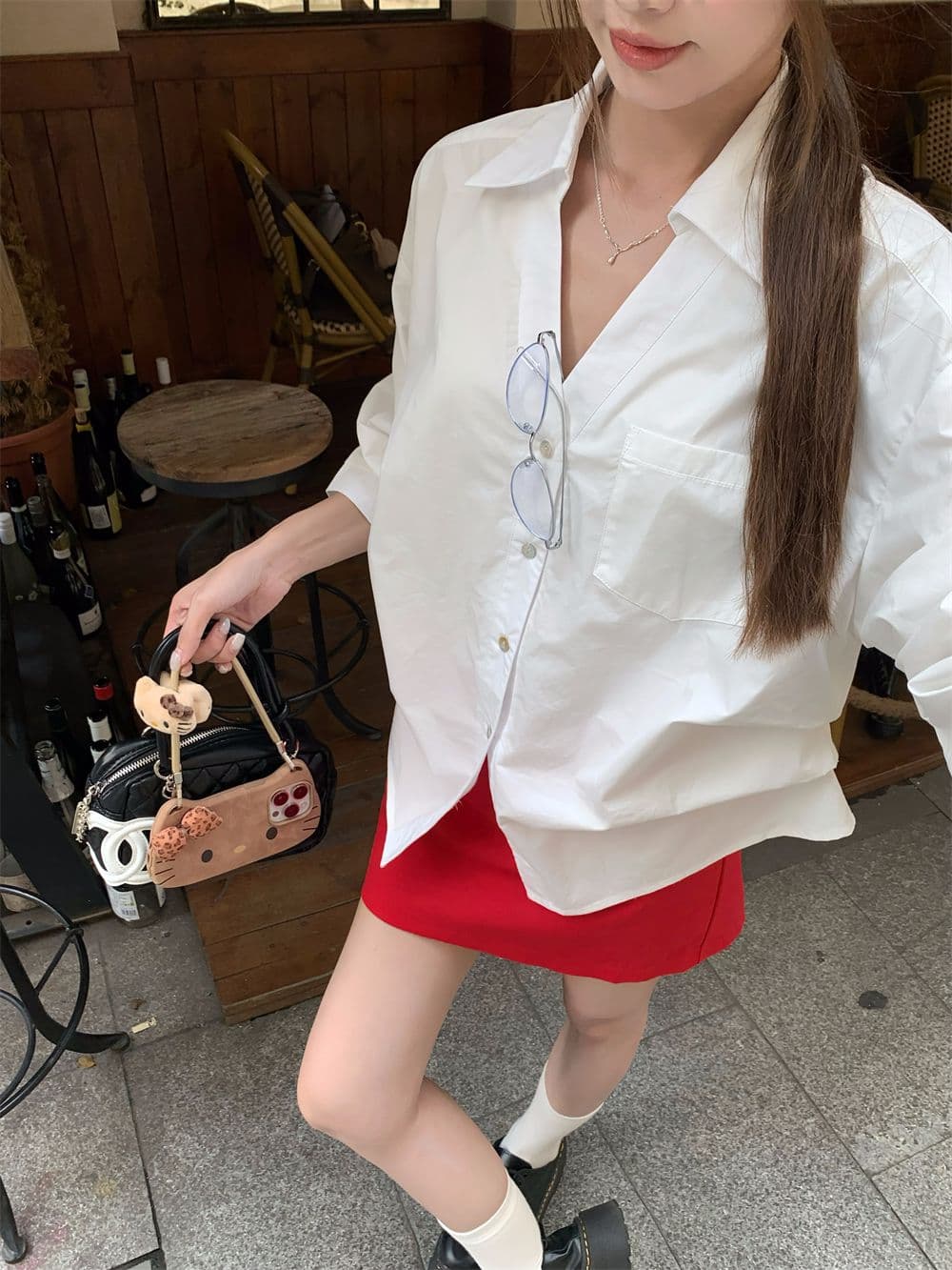 원본 품질 작은 대중 셔츠 맨위 화이트 오래된 돈 바람 레트로 고급 센스 품격 긴팔 셔츠 여성 상세 이미지 3