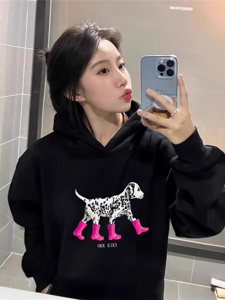 조기 가을 후드 oversize 후드티 운동 재킷 트렌디 ins 여성 봄 가을 2026 새로운 폭발 가을 겨울 의류 상세 이미지 5