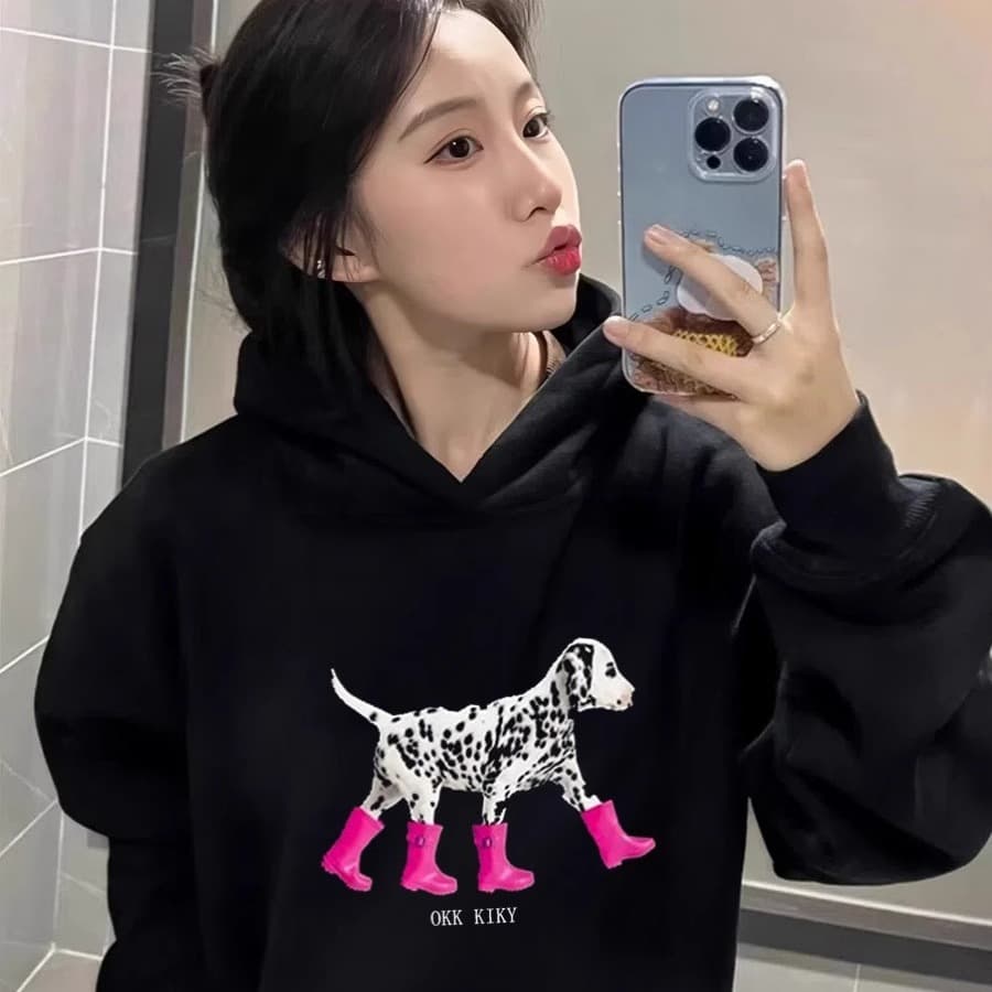 조기 가을 후드 oversize 후드티 운동 재킷 트렌디 ins 여성 봄 가을 2026 새로운 폭발 가을 겨울 의류 이미지 5