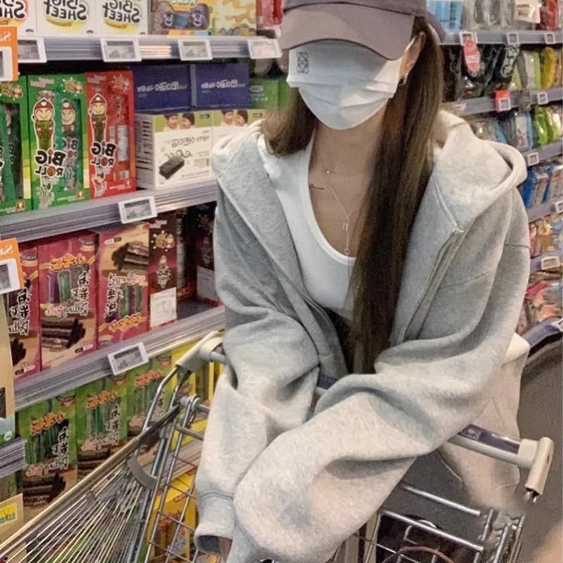 300 근 자수 한국 ins 가을 후드 oversize 후드티 여성 2026 새로운 한국 스타일 느긋한 바람 재킷 이미지 5