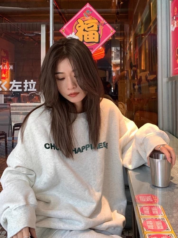 얇은 스타일 털이 있고 두꺼운 높음 거리 아메리칸 라운드 넥 후드티 여성 가을 겨울 조수 브랜드 oversize 작은 대중 재킷 후드티 상세 이미지 4