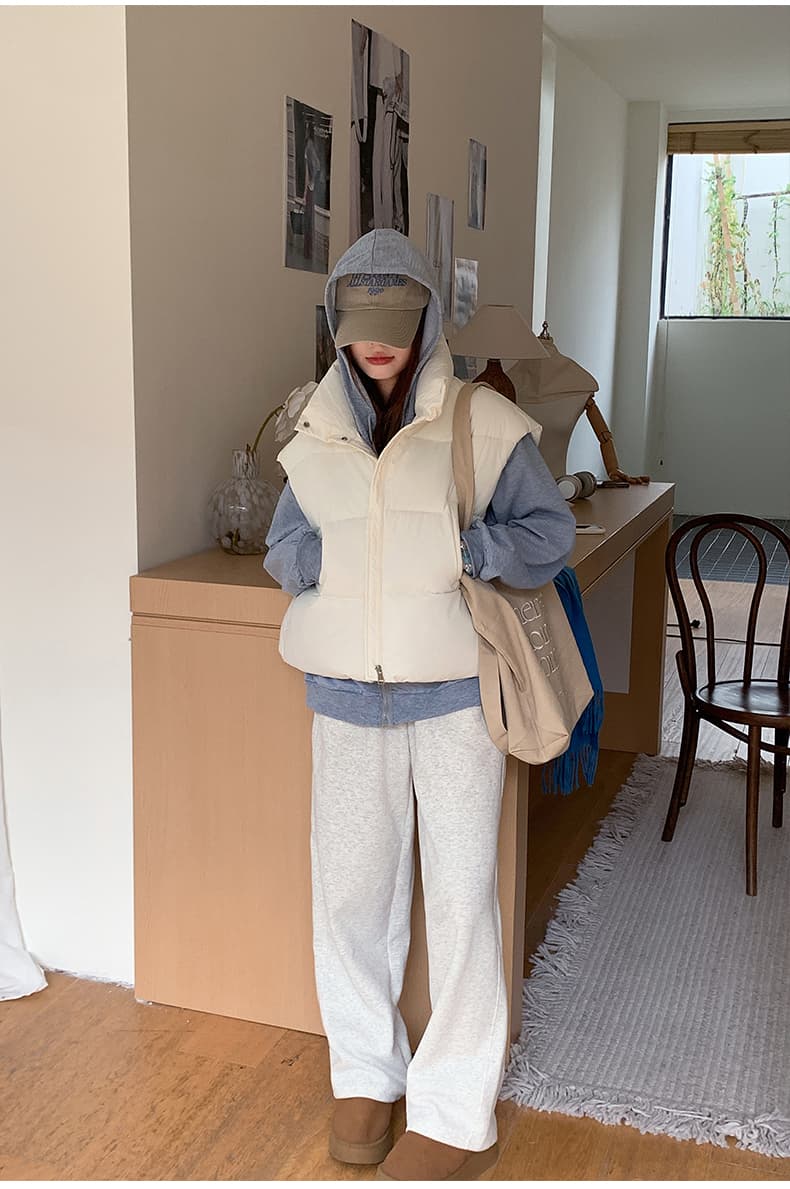 실사 한 부서 다용도 면 의류 조끼 여자 겨울 새로운 ins 스택 착용 어깨 스탠드 칼라 조끼 자켓 맨위 여성 상세 이미지 21
