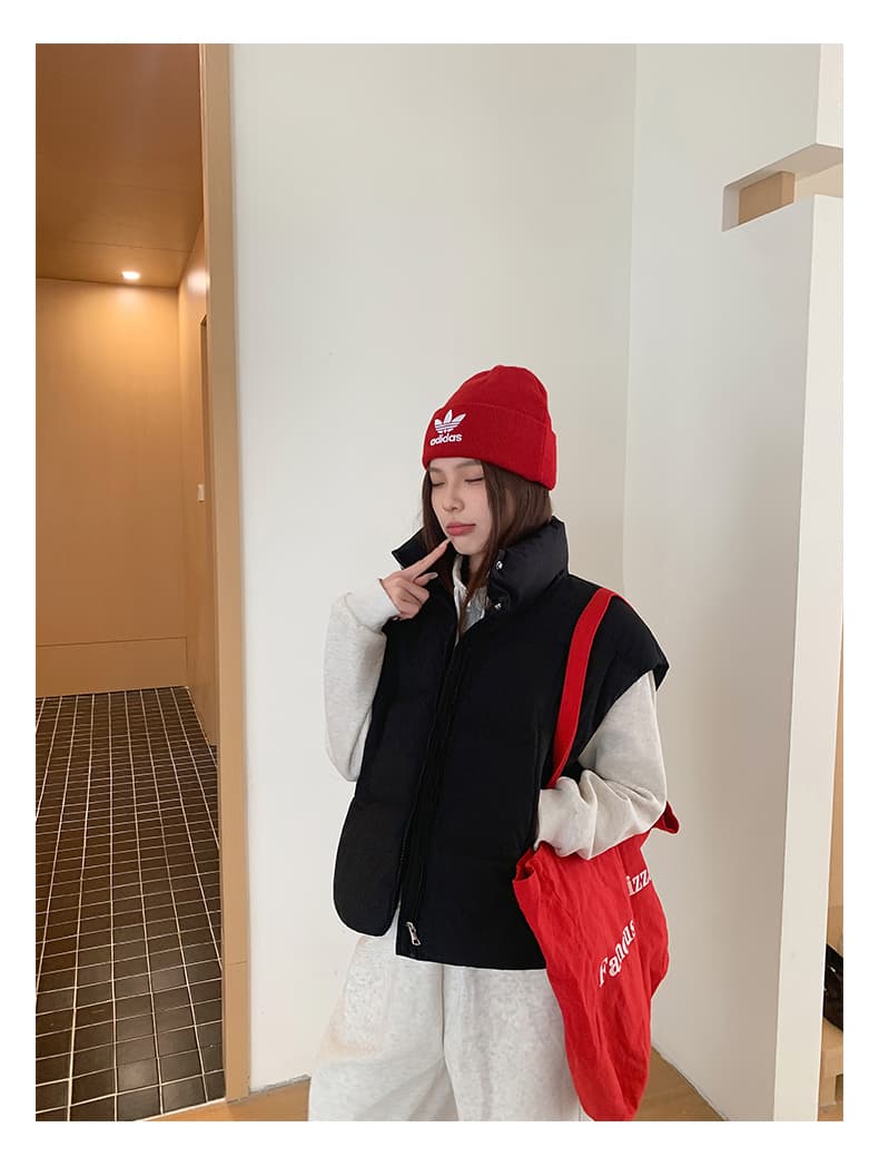 실사 한 부서 다용도 면 의류 조끼 여자 겨울 새로운 ins 스택 착용 어깨 스탠드 칼라 조끼 자켓 맨위 여성 상세 이미지 27