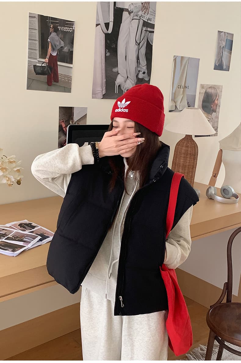 실사 한 부서 다용도 면 의류 조끼 여자 겨울 새로운 ins 스택 착용 어깨 스탠드 칼라 조끼 자켓 맨위 여성 상세 이미지 31