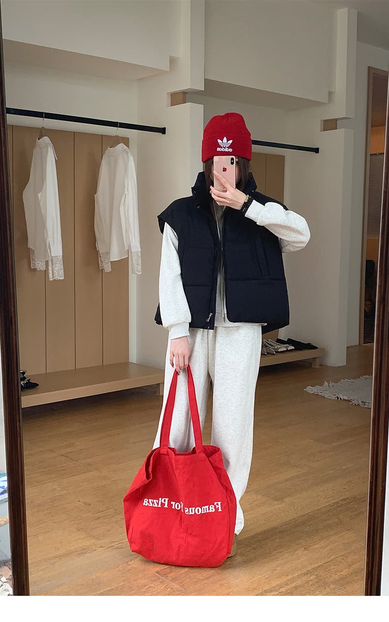 실사 한 부서 다용도 면 의류 조끼 여자 겨울 새로운 ins 스택 착용 어깨 스탠드 칼라 조끼 자켓 맨위 여성 상세 이미지 36