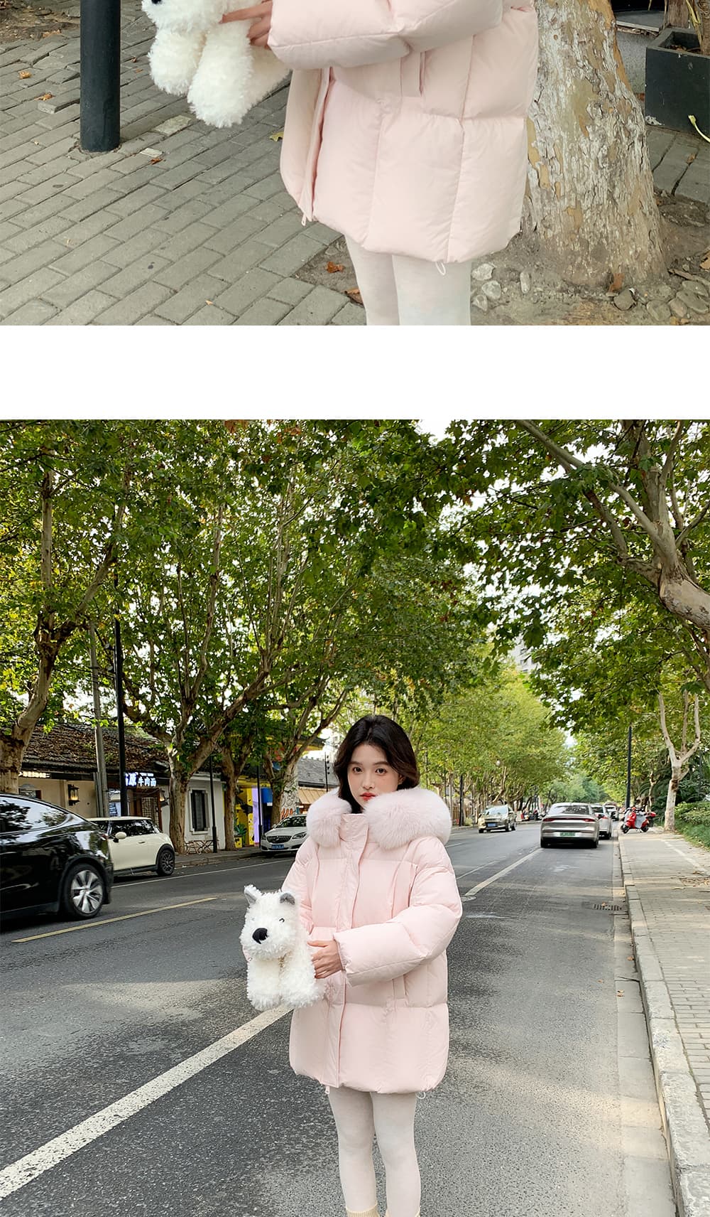 모스크바 ~ 중 겨울 삼성 수 있습니다. 추적성 큰 모피 칼라 쇼트 스타일 면 의류 여성 의류 핑크색 두꺼운 ins 면 옷 여성 코트 상세 이미지 9