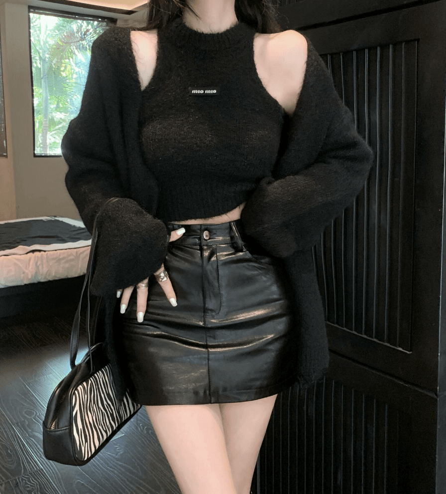 한 부서 chic 핫걸 바람 새로운 타이트 행침 목 슬림해 보이는 니트 조끼 느긋한 외국 가스 오픈 가디건 스웨터 투피스 세트 상세 이미지 10