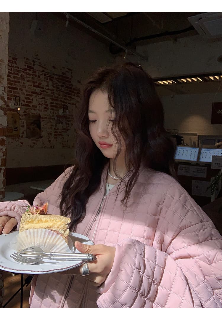 버블 푸 링 그리드 아래 면화 의류 가을 겨울 격자무늬 쇼트 스타일 작은 키 패션 얇고 가벼운 면 옷 솜을 넣은 루즈핏 여성 코트 상세 이미지 37