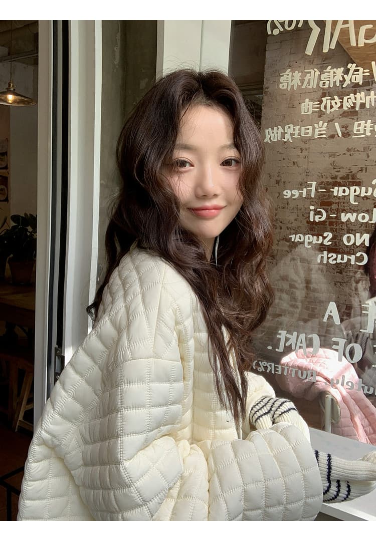 버블 푸 링 그리드 아래 면화 의류 가을 겨울 격자무늬 쇼트 스타일 작은 키 패션 얇고 가벼운 면 옷 솜을 넣은 루즈핏 여성 코트 상세 이미지 50